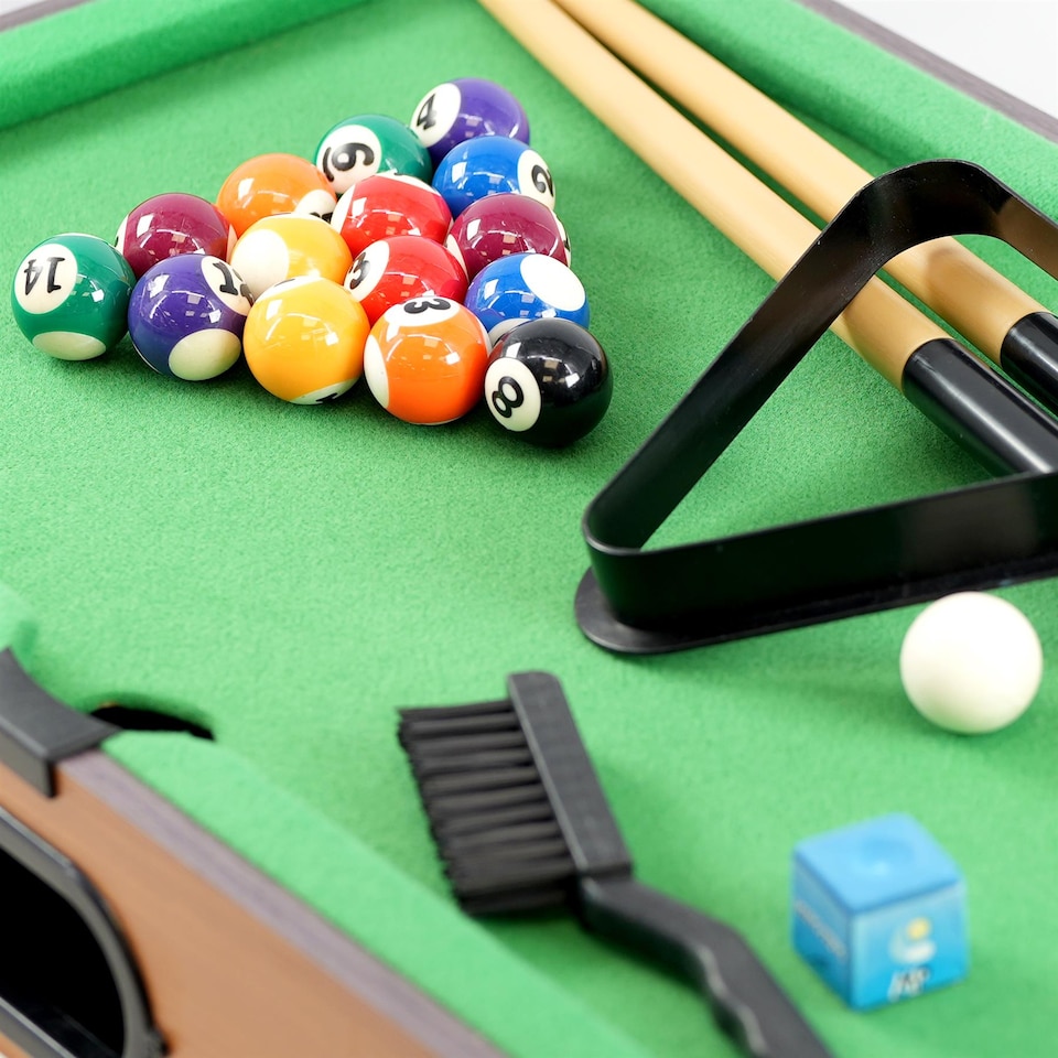 image 1 of The Magic Toy Shop Mini Pool Table Set Indoor Portable Billiard Game for Kids Family Fun