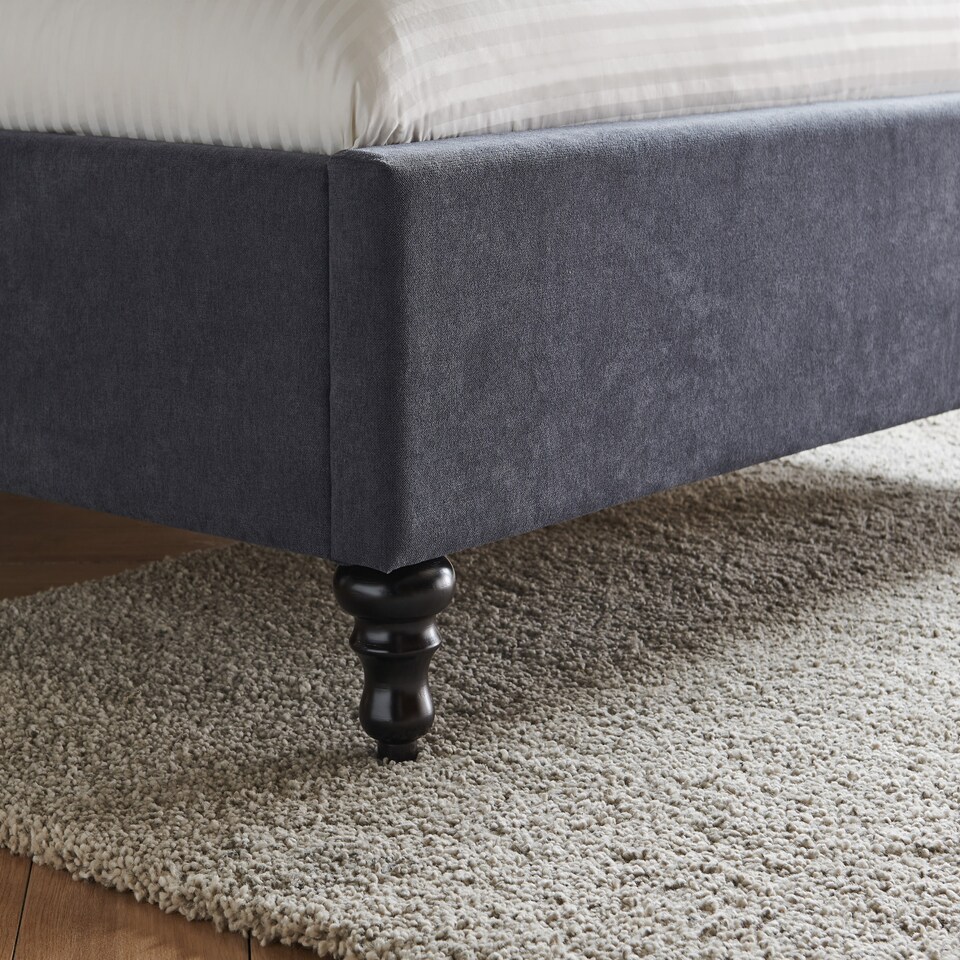 image 1 of 4ft6 Double Fabric upholstered, dark grey,buttoned back,curved bed frame,bedstead