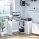 image 2 of HOMCOM Computer Desk 360 Rotating Dining Table with Storage Shelf White