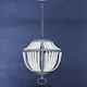 image 4 of Interiors by Premier White Grey Wooden Bead Chandelier, Rustic Boho Hanging Light Fixture, Handmade Basket Drop Pendant Grey