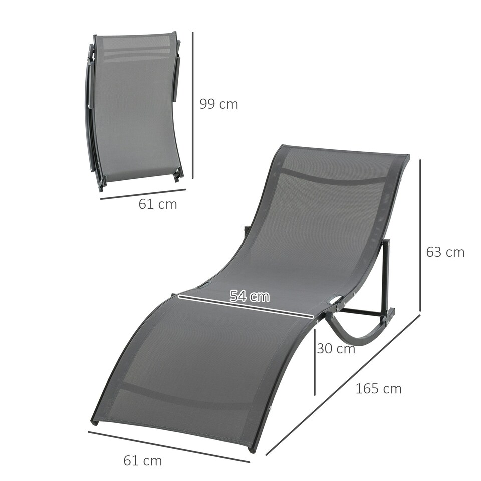 image 1 of Outsunny Set of 2 Zero Gravity Lounge Chair Recliners Sun Lounger Dark Grey
