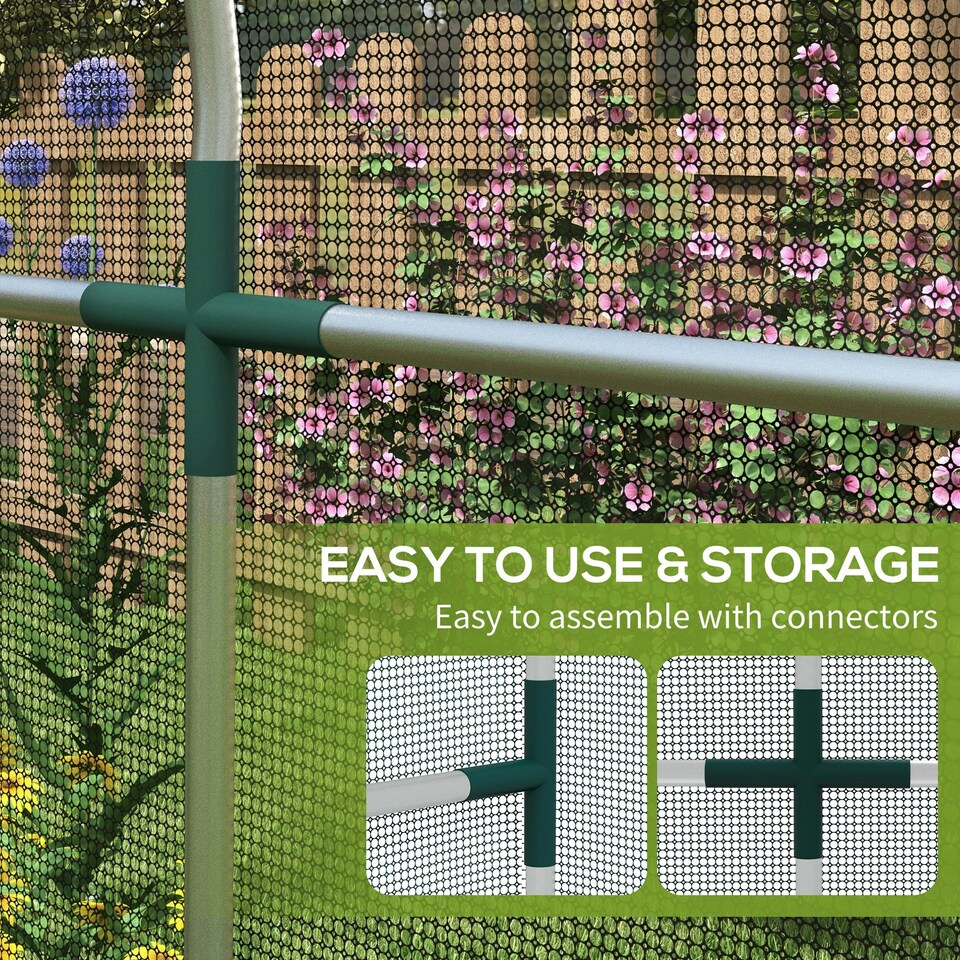 image 1 of Outsunny Fruit Cage 1.2x3.6x1.9m, Zipped Door, Anti-Bird Net, Black
