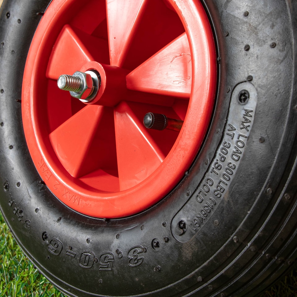 image 1 of Replacement 13" x 3" Pneumatic Garden Wheelbarrow Wheel With Axle