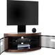 image 6 of Centurion Supports PANGEA Black/Walnut Beam-Thru Curved True-Corner 32"-50" TV Cabinet with Mounting Arm Black | Walnut