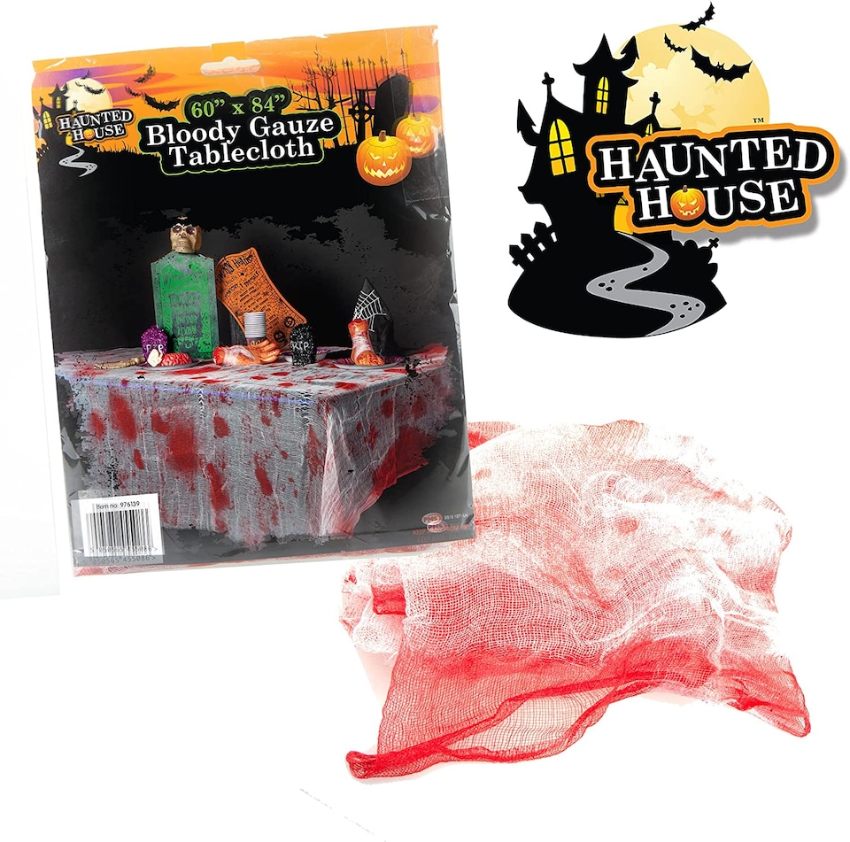image 1 of PMS Halloween Bloody Gauze Tablecloth - 152 x 213 cm Terrifying Table Decoration