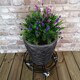image 4 of Tom Chambers Handcrafted Heavy Duty Round Black Metal Garden Patio Plant Flower Pot Stand Caddy Trolley on Strong Metal Castor Wheels 37cm Black