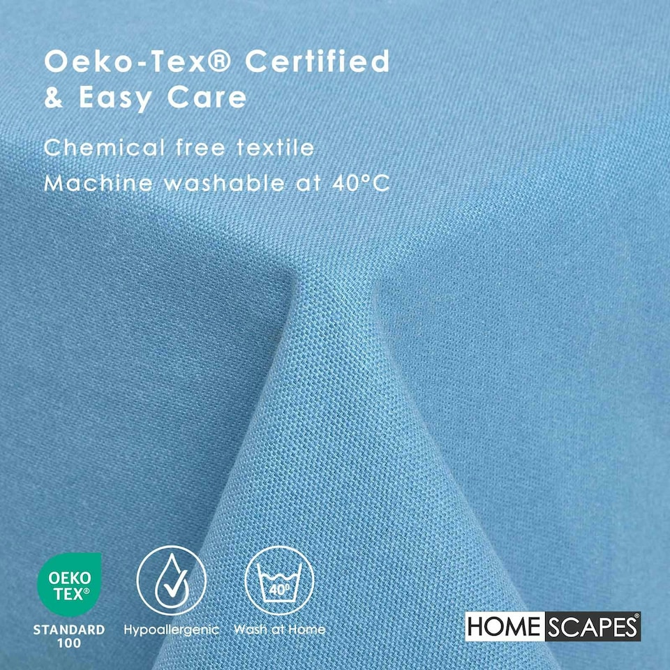 image 1 of Homescapes Airforce Blue Cotton Square Tablecloth - 137 x 137 cm | Blue