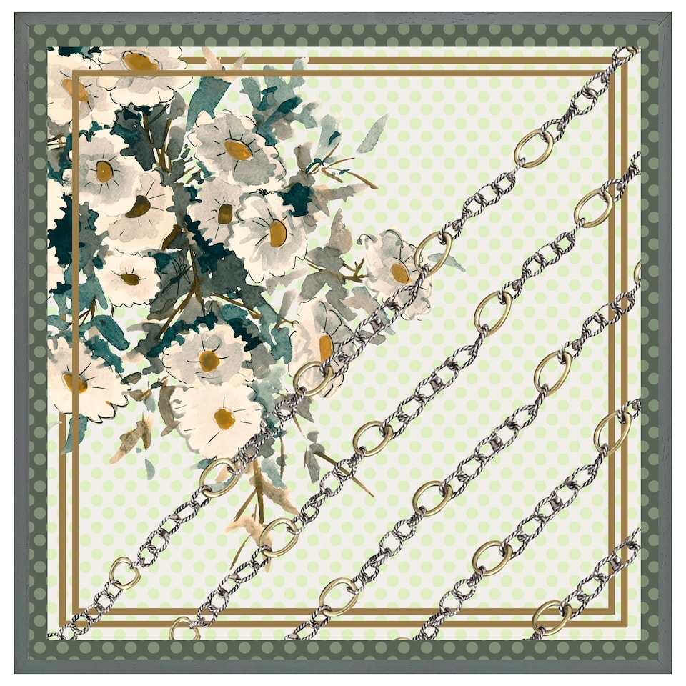 image 1 of Flowers & chain links (Picture Frame) Brown | S