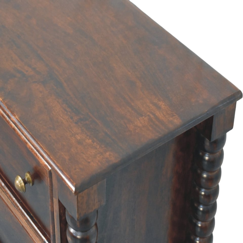 image 1 of Artisan Furniture Solid Wood Spindle Winewood Chest, Brown,3 Drawers