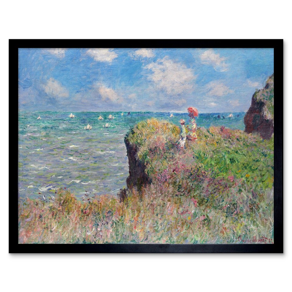 image 1 of Claude Monet Cliff Walk At Pourville Home Decor 12x16" Framed Wall Art Print