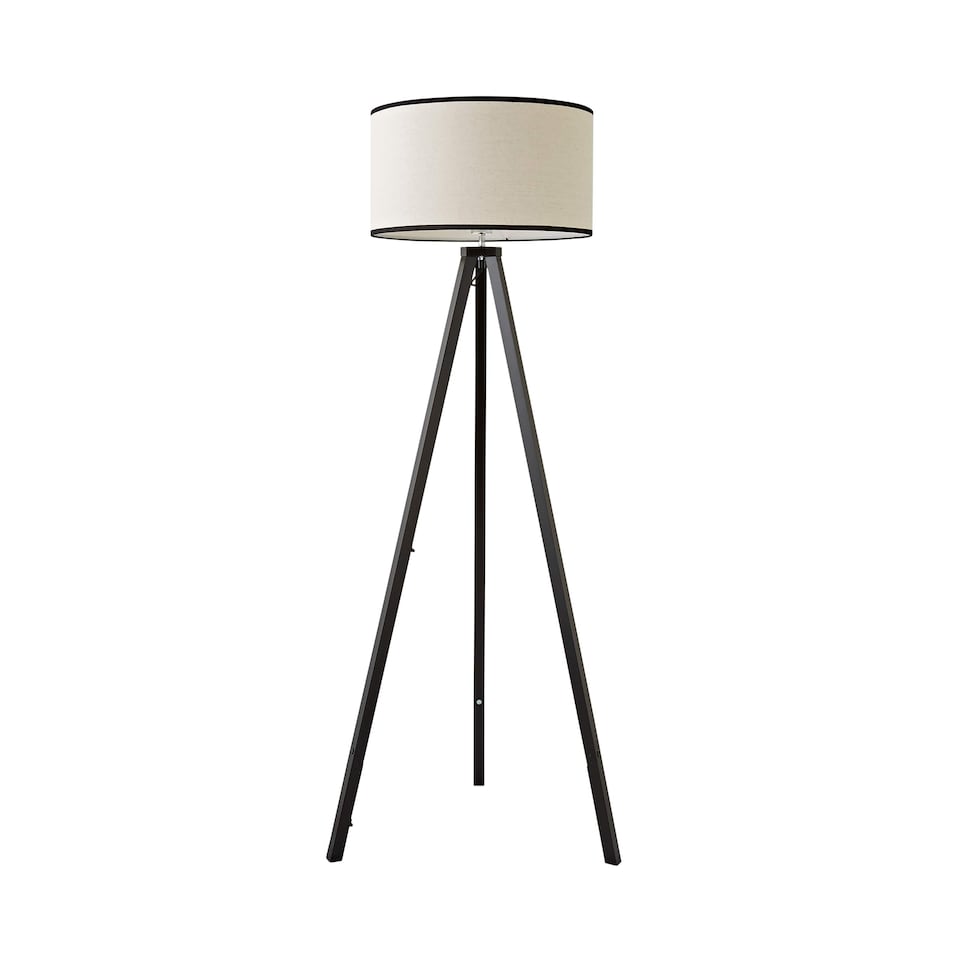 image 1 of ValueLights Barbro Black Tripod Floor Lamp Black Trim Shade | Black | Black