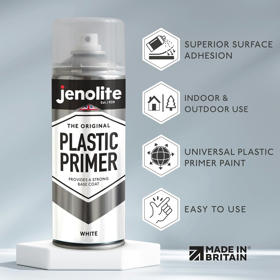image 1 of Jenolite Premium Plastic Primer Spray - White - 400ml - 3-Pack