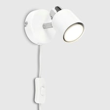 ValueLights Benton Pair of White Indoor Wall Spotlights & Bulb White