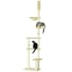image 1 of PawHut Floor To Ceiling Cat Tree 6-Tier with Scratch Post Bed Hammock Beige