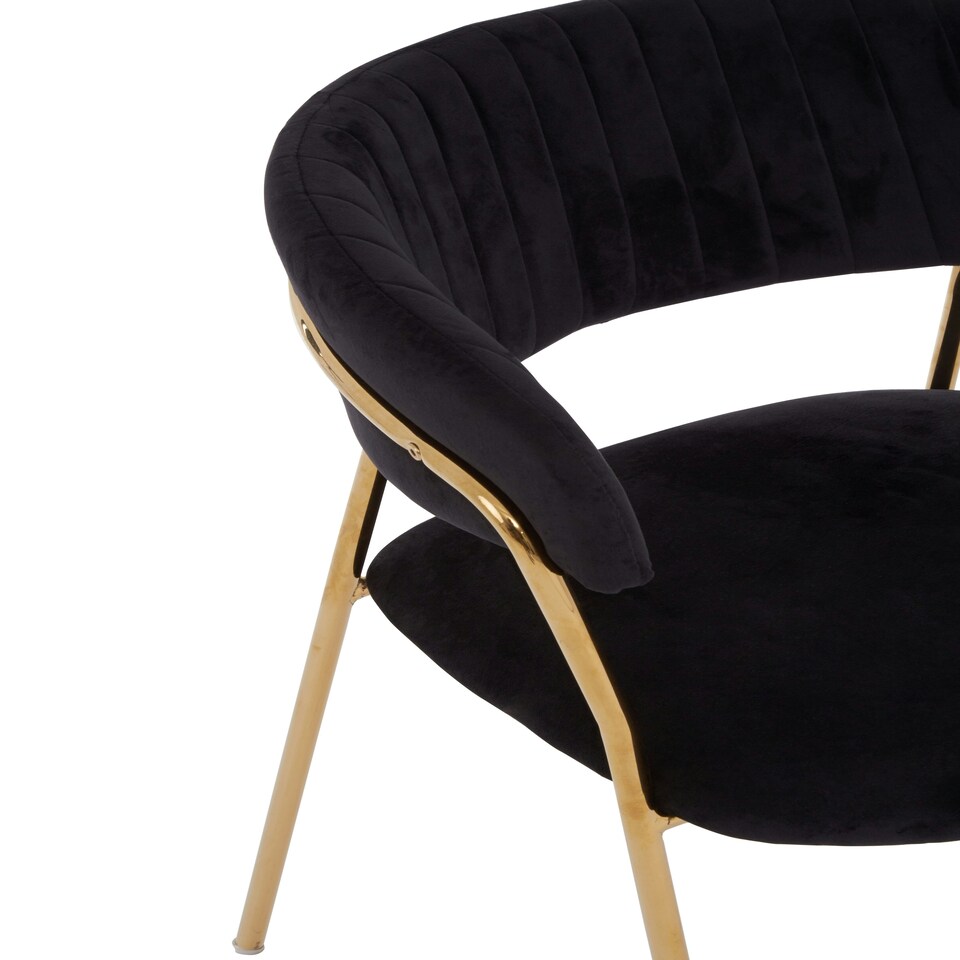 image 1 of Interiors by Premier Soft Black Velvet Dining Chair, Modern Dining Armchair, Black and Gold Luxury Dining Chair for Home, Lounge
