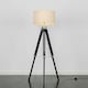 image 1 of ValueLights Clipper Black Floor Lamp With Reni Mink Shade