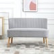 image 8 of HOMCOM Modern Velvet Double Seat Sofa with Wood Frame Foam Padding Soft Comfortable Compact Couch Home Office Light Grey