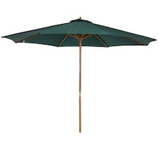Outsunny Wooden Garden Parasol with Rope Pulley Mechanism Dark Green