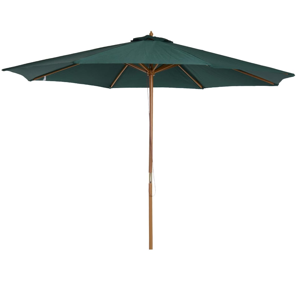image 1 of Outsunny Wooden Garden Parasol with Rope Pulley Mechanism Dark Green