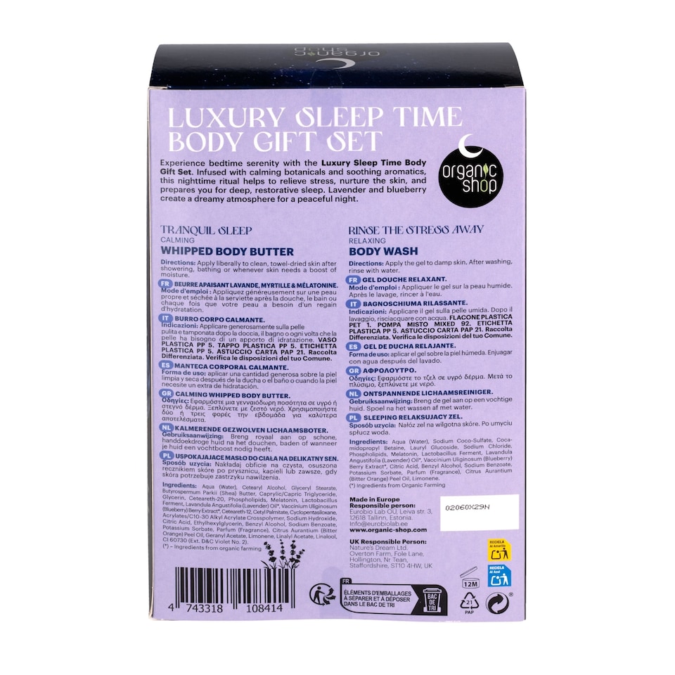 image 1 of Organic Shop Luxury Sleep Time Body Gift Set 250ml/280ml