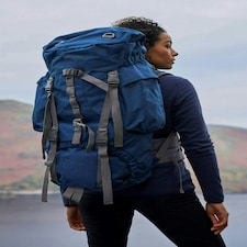 Mountain Warehouse 65L Large Rucksack Backpack Travelling Backpacking Camping | Blue