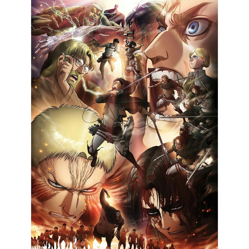 Attack On Titan (Epic Struggle) 60x80x2cm Stretched Canvas Print