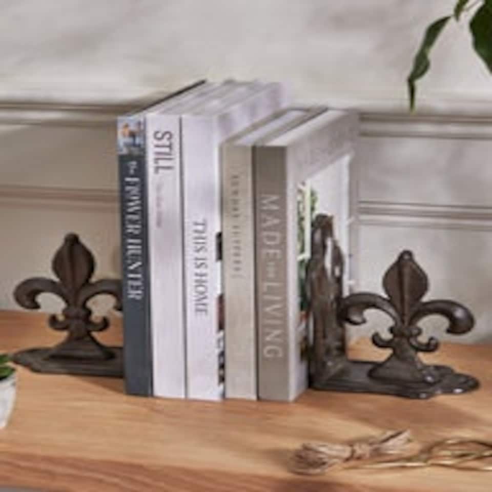 image 1 of Fleur de Lys Cast Iron Bookends
