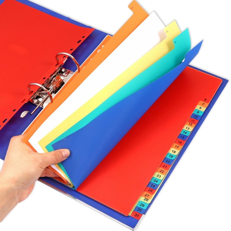 image 1 of A4 Coloured Plastic 31 Part Tabbed Index Dividers - File