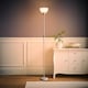 image 3 of ValueLights Dalby Chrome Single Uplighter Floor Lamp White Shade | Silver