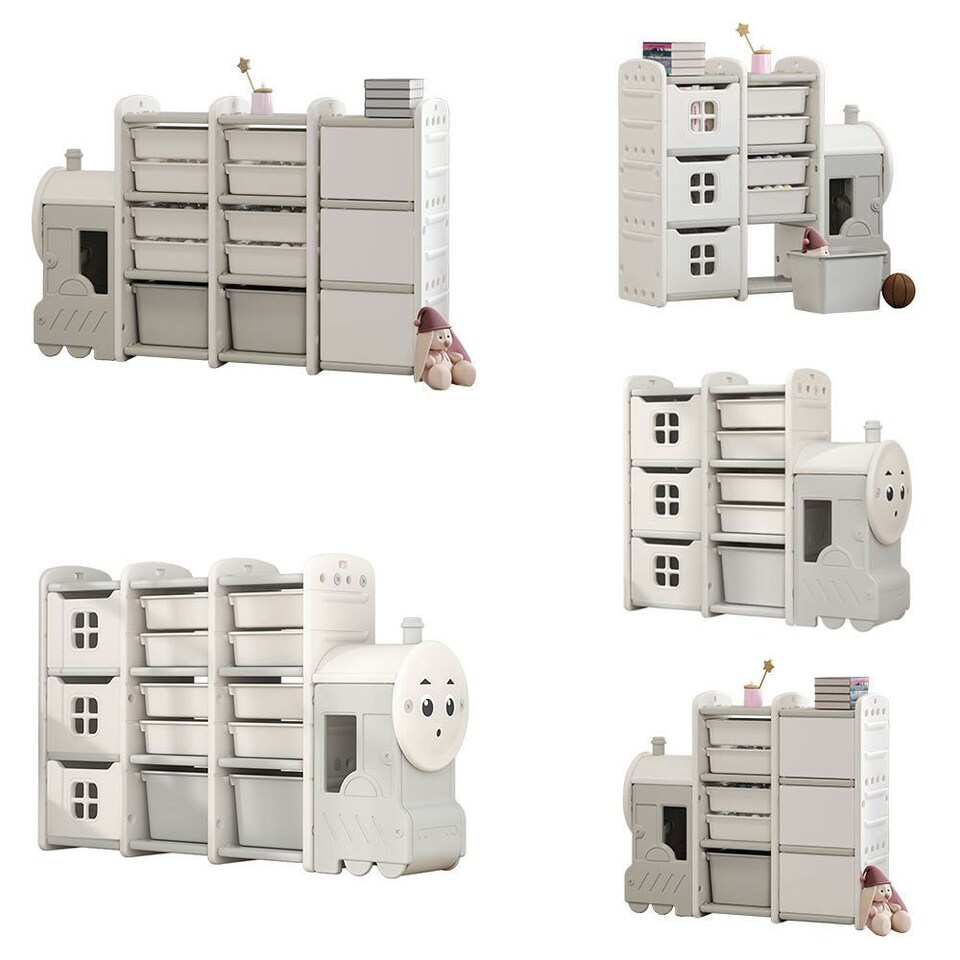 image 1 of Living and HomeTrain-Shaped Toy Storage Rack with Drawers - 96*33*85cm
