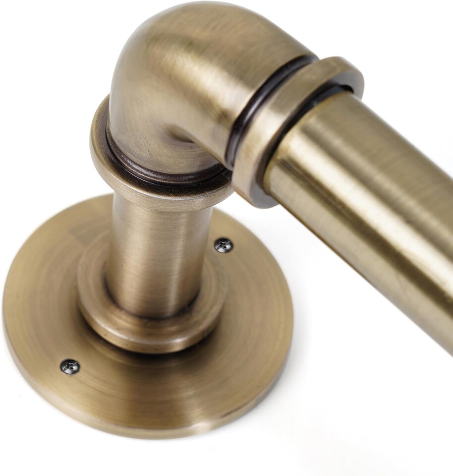 image 1 of Lister Cartwright 25mm Antique Brass Industrial Pipe Extendable Curtain Pole Heavy Duty Metal Curtain Rod (70-120 cm)
