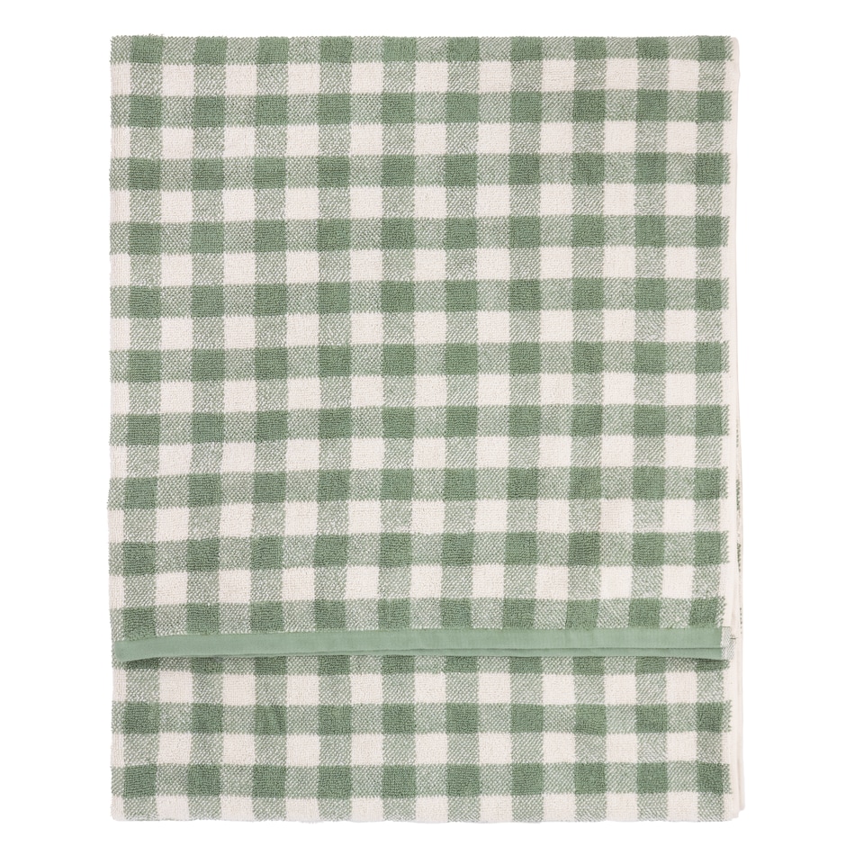 image 1 of Yard Barton Gingham 100% Cotton Check XL Bath Sheet, Forest