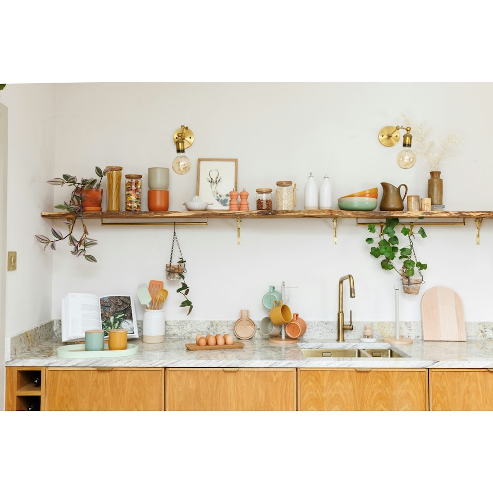 image 1 of KitchenCraft Mug Tree Wood Metal | Brown