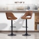 image 3 of HOMCOM Bar Stools Set of 2, Height Adjustable Swivel Barstools with Backrest and Footrest, PU Leather Upholstered Dining Stools for Kitchen, Counter, Breakfast Bar, Brown | Brown | Brown