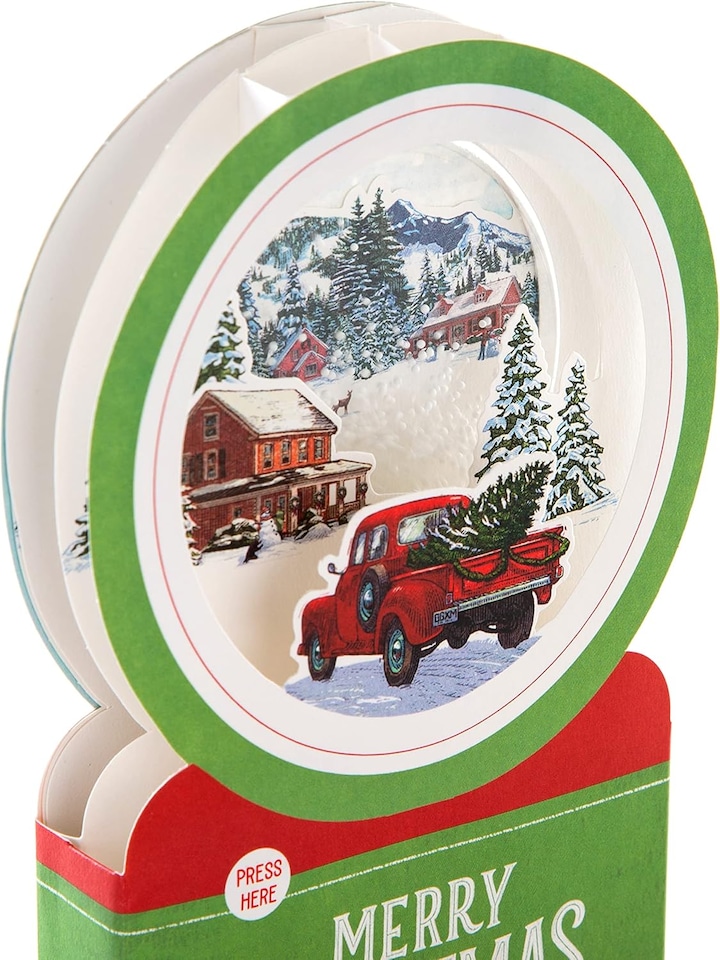 image 1 of 3D Pop-Up Musical Winter Journey Snowglobe Design Christmas Card