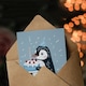 image 3 of Cute Kids Cake Party Hat Girl Boy Penguin Daughter Son Birthday Card