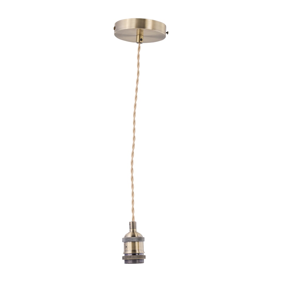 image 1 of Set of 2 Flex Antique Brass Pendant Kits with Cream Braided Cable