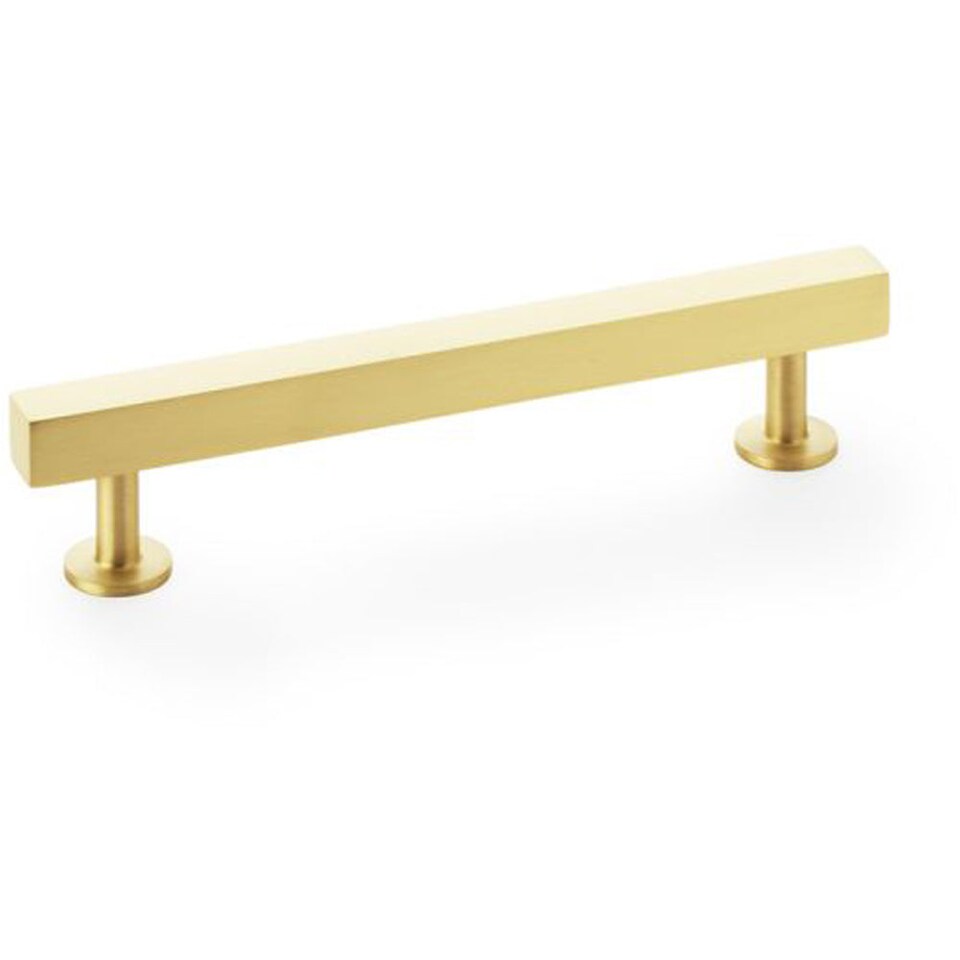 image 1 of Straight Square Bar Pull Handle - Satin Brass 128mm Centres SOLID BRASS Drawer
