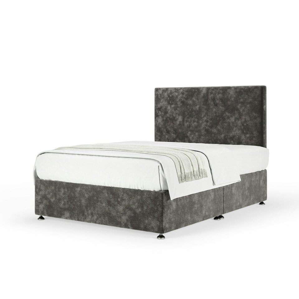 image 1 of Memory Maestro Memory Foam Charcoal Chenille Divan Set And Valencia Headboard Single