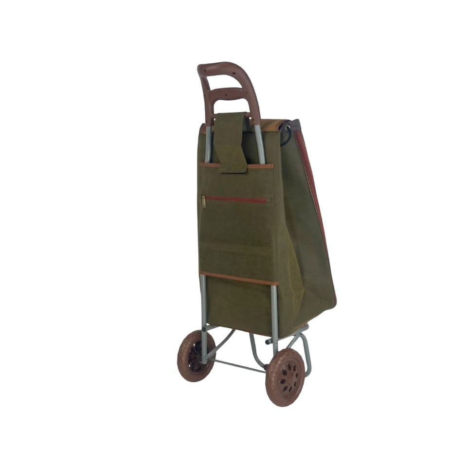 image 1 of 2 Wheel Faux Leather Lightweight Foldable Shopping Trolley 30 x 39 x 60 cm