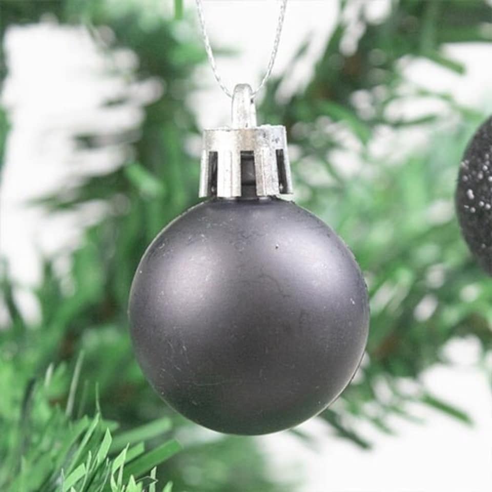 image 1 of Black Shatterproof Christmas Baubles 3cm - Pack of 12
