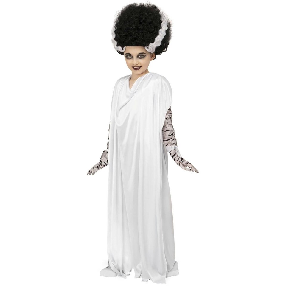 image 1 of Universal Monsters Girls The Bride Of Frankenstein Costume Set - White - 10-12 Years 10-12 years
