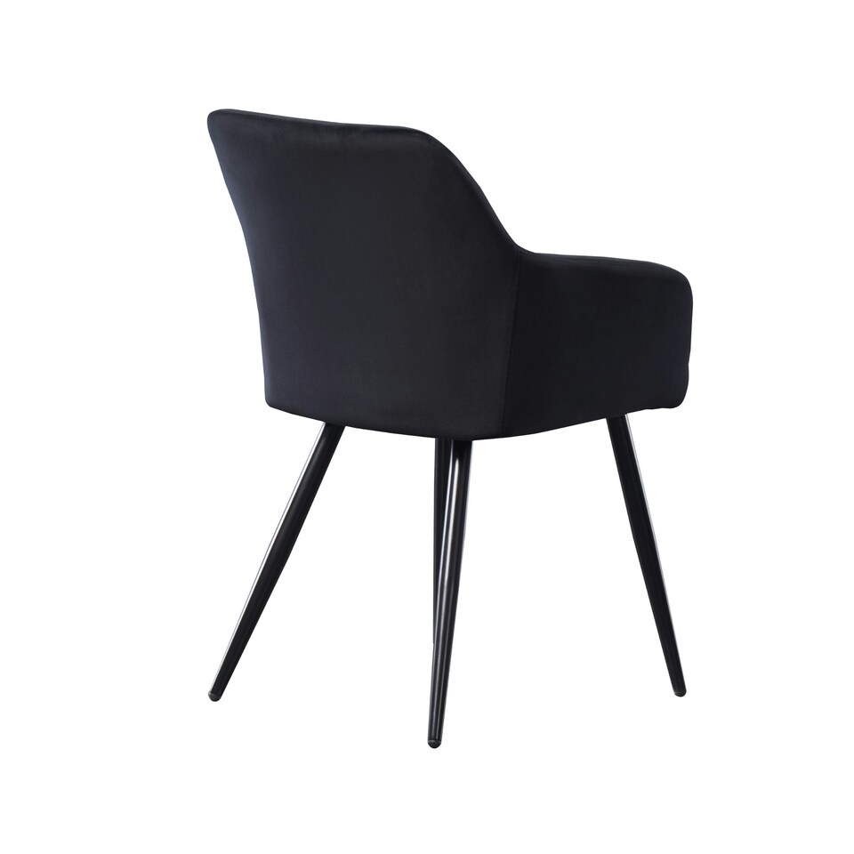 image 1 of Set of 2 Camden Modern Velvet Dining Chairs with Armrests, Quilted Design & Black Metal Legs Black