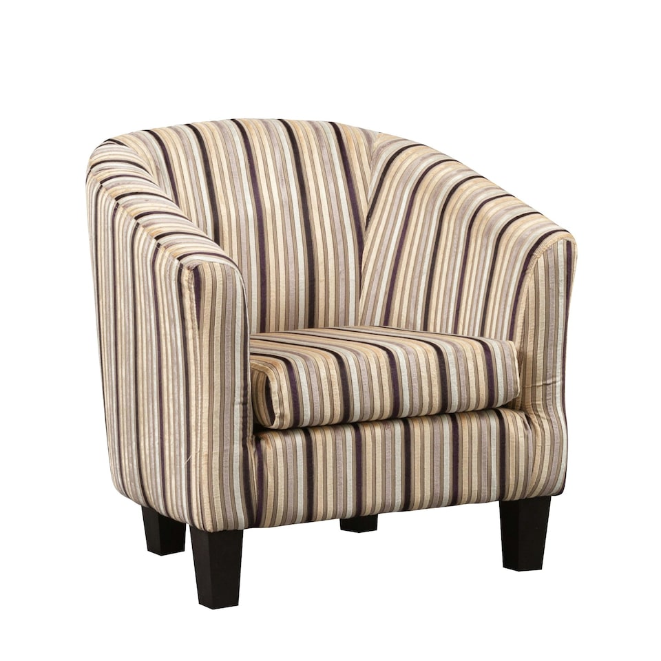 image 1 of Aurora Striped Fabric Tub Chair - Black