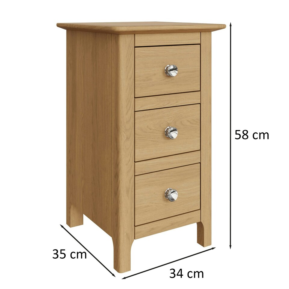 image 1 of Taberno Oak 3 Drawer Bedside Table Nightstand Cabinet Natural Oak