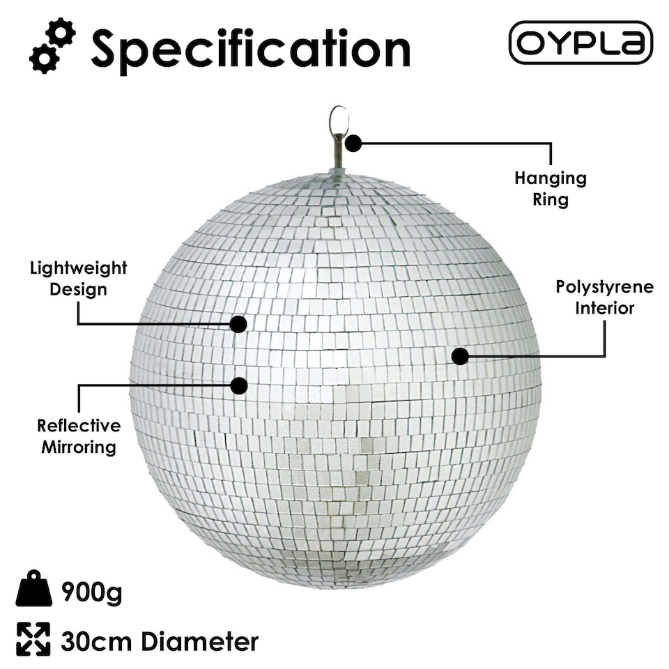 image 1 of 300mm Lightweight Disco Mirror Glitter Ball Dance Party DJ