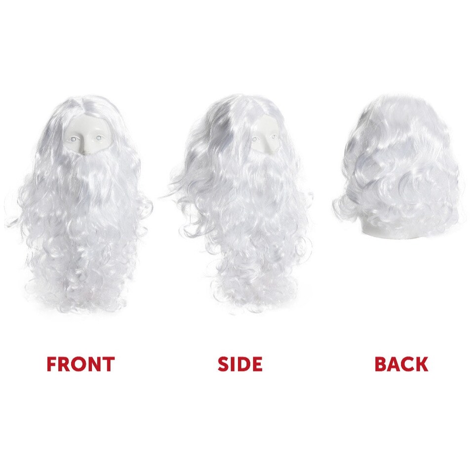 image 1 of Pack of 3 Santa Claus Wig & Beard White | One Size
