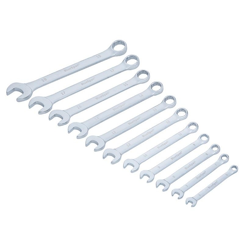 Bluespot Tools Combination Spanner Set, Metric - Multi Colour - Set of 11 Metric 6 to 19mm