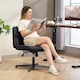 image 2 of HOMCOM Linen Criss Cross Legged Office Chair with Rock Function, Black