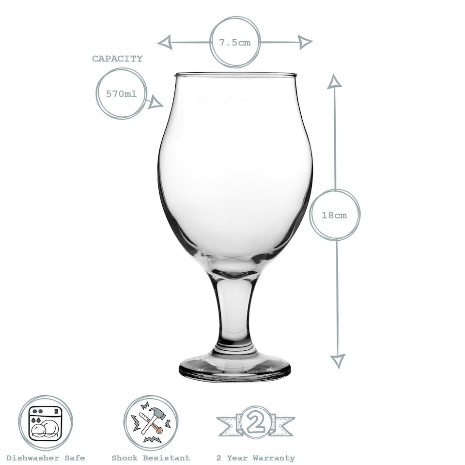 image 1 of LAV Angelina Tulip Beer Glasses - 570ml - Clear - Pack of 6 Clear